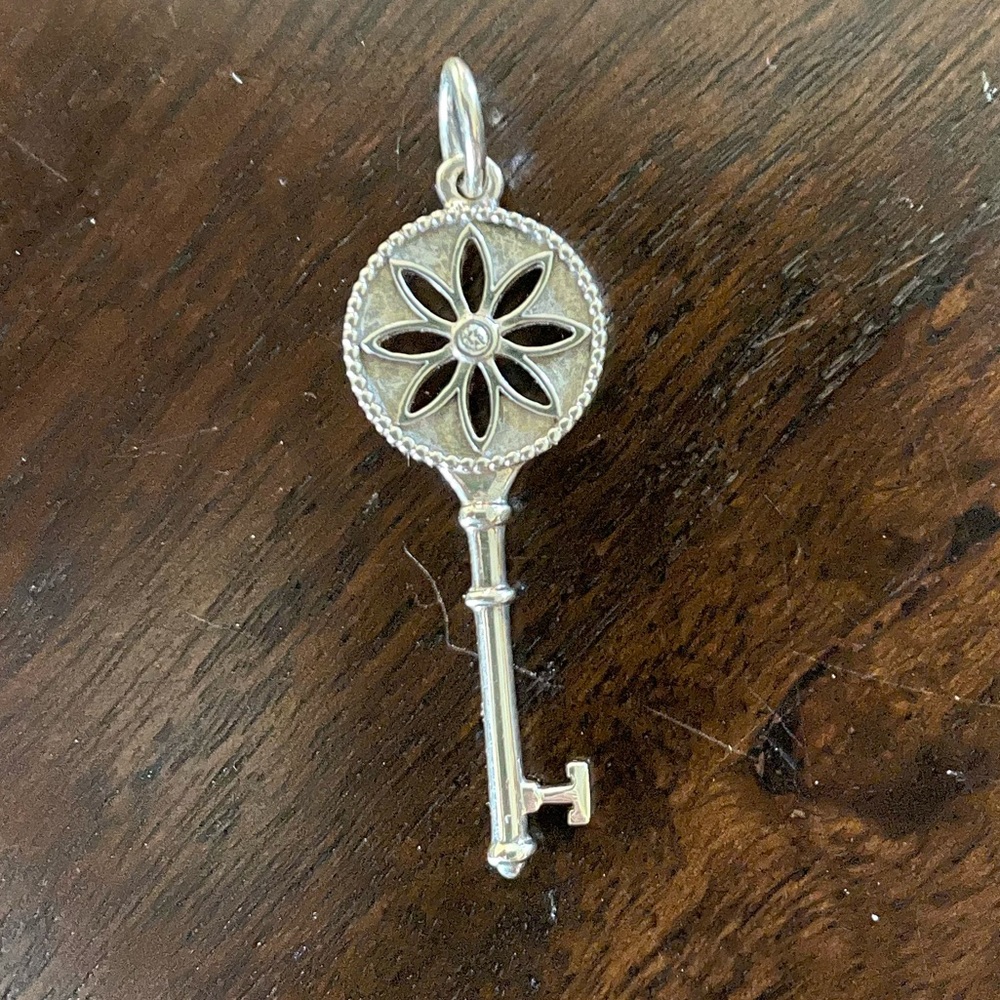 Tiffany Co Diamond Flower Necklace Nature Daisy Key Pendant Chain with 0.01 CTW